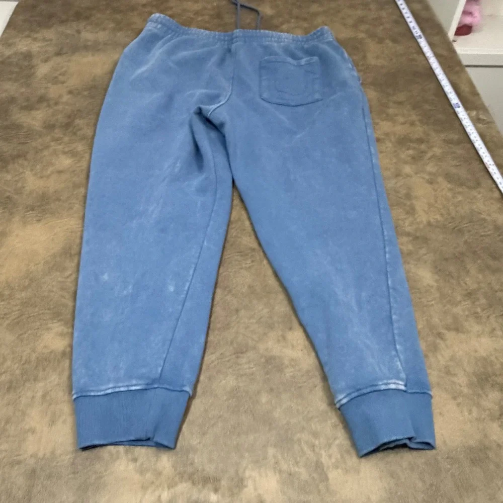 True Religion HS Jogger Mens 2XL Blue Washed Horseshoe Logo Sweatpants